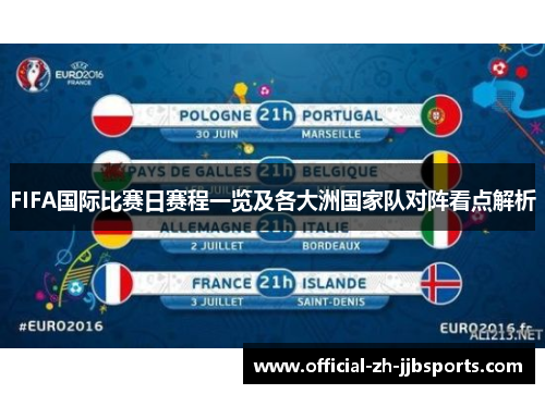 FIFA国际比赛日赛程一览及各大洲国家队对阵看点解析